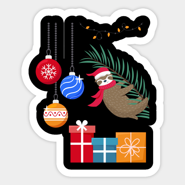 Christmas Lights Sloth Lover Funny Xmas Gift Sticker by Trendy_Designs